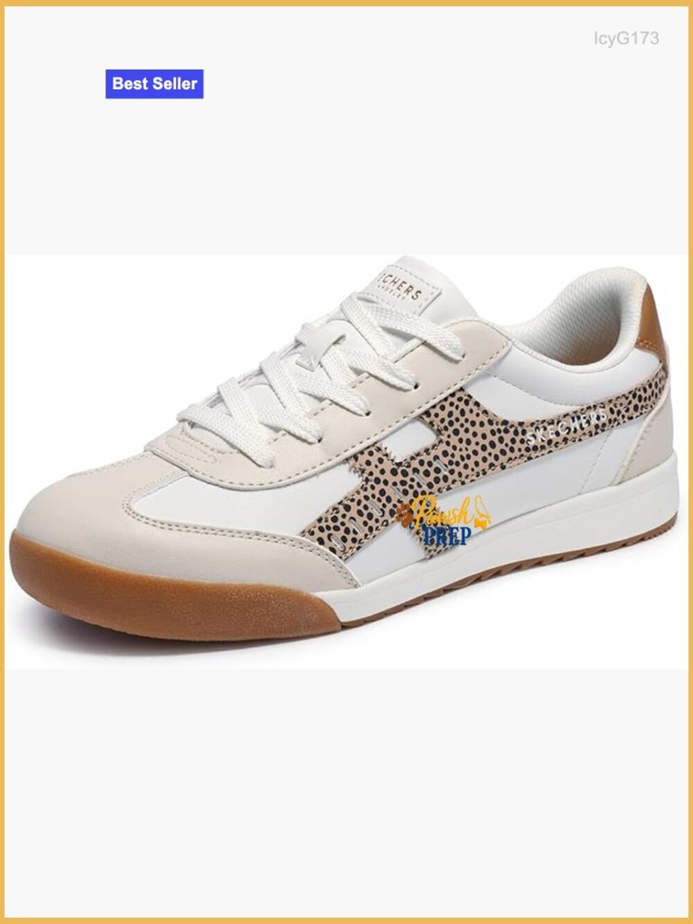 Retro Memory Foam Sneakers with Leopard Print - Lace-Up
